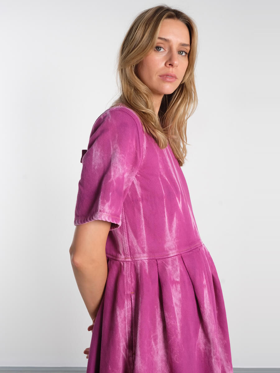 gann Overdyed Heavy Denim Open Back Midi Dress - Boysenberry