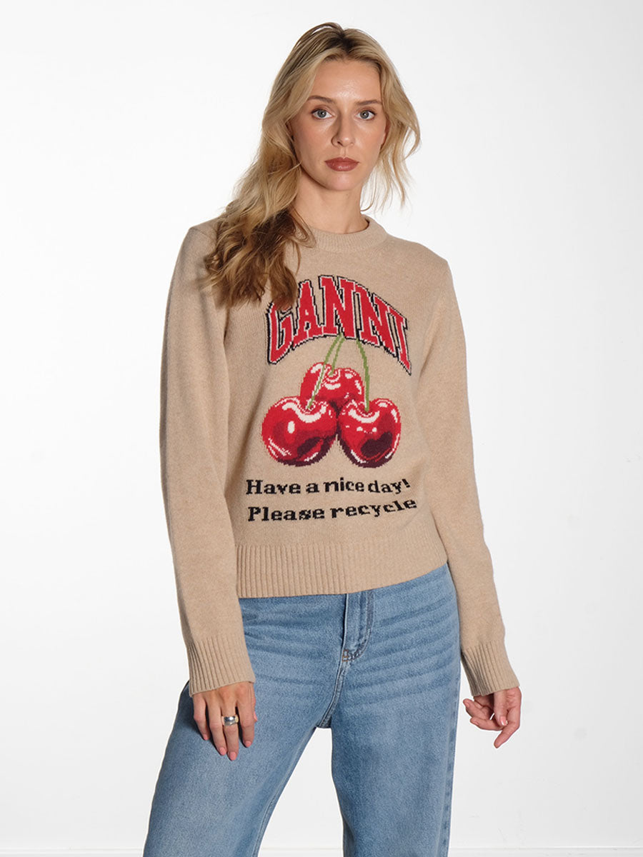 Graphic Cherry O-neck Pullover