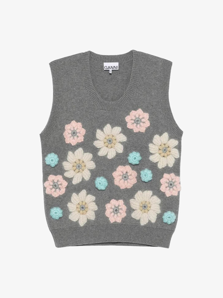 ganni-grey-Floral-Vest