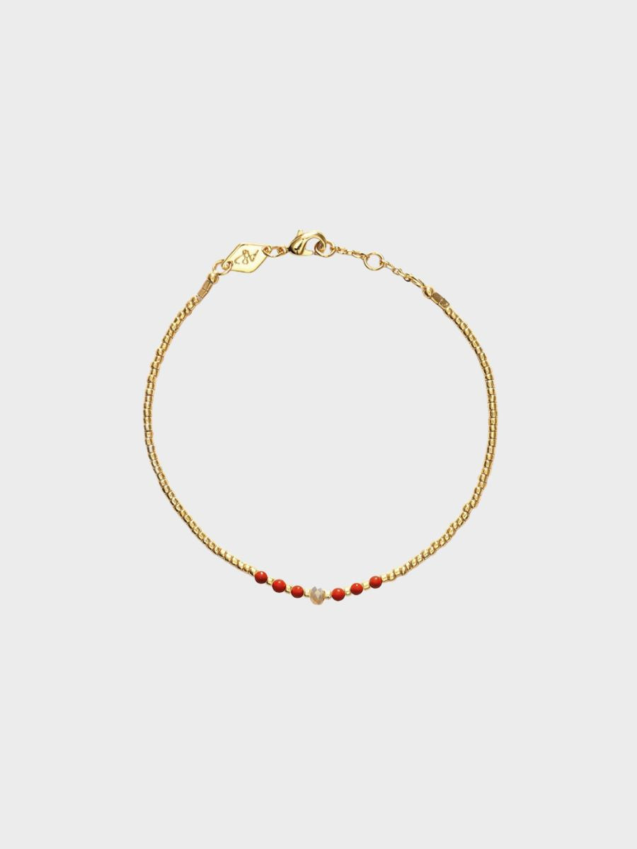 Bead & Gem Bracelet - Corail