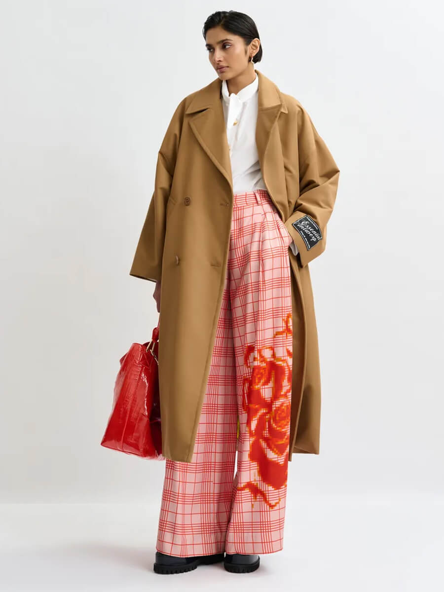 Essentiel Antwerp Jane Wide Leg Pants - Pink and Red