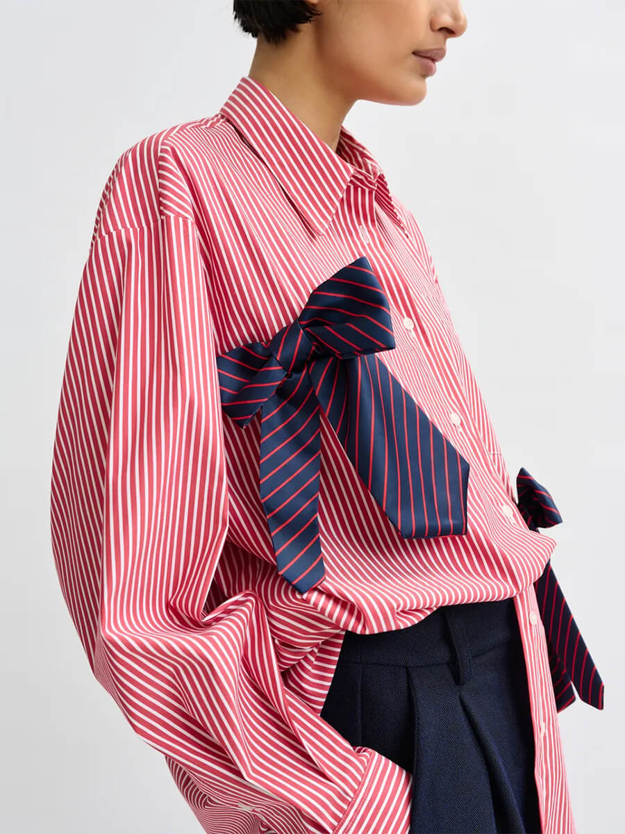 Essentiel Antwerp Jiwi Shirt - Red, White, Navy Stripe