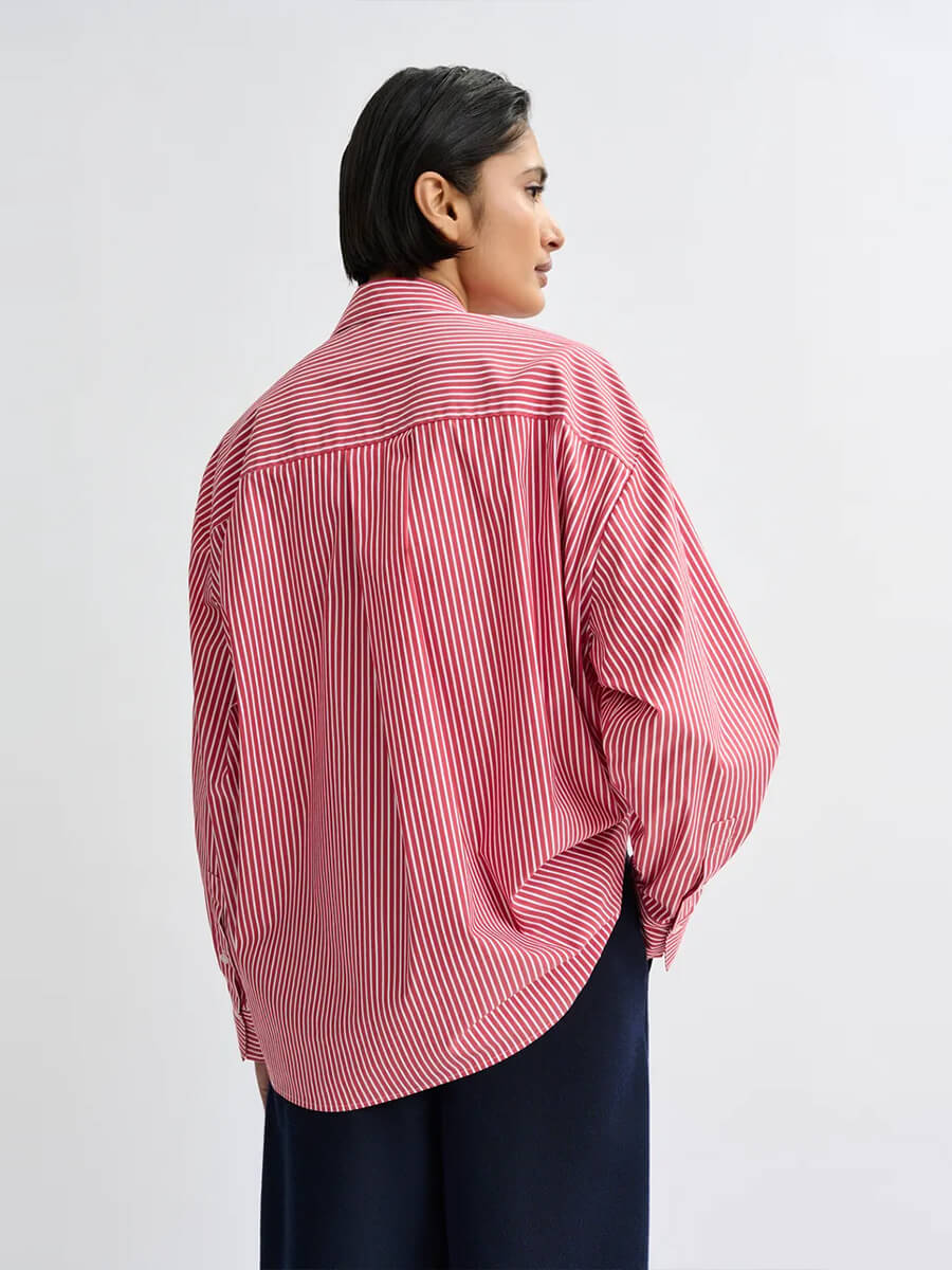 Essentiel Antwerp Jiwi Shirt -Red, White, Navy Stripe