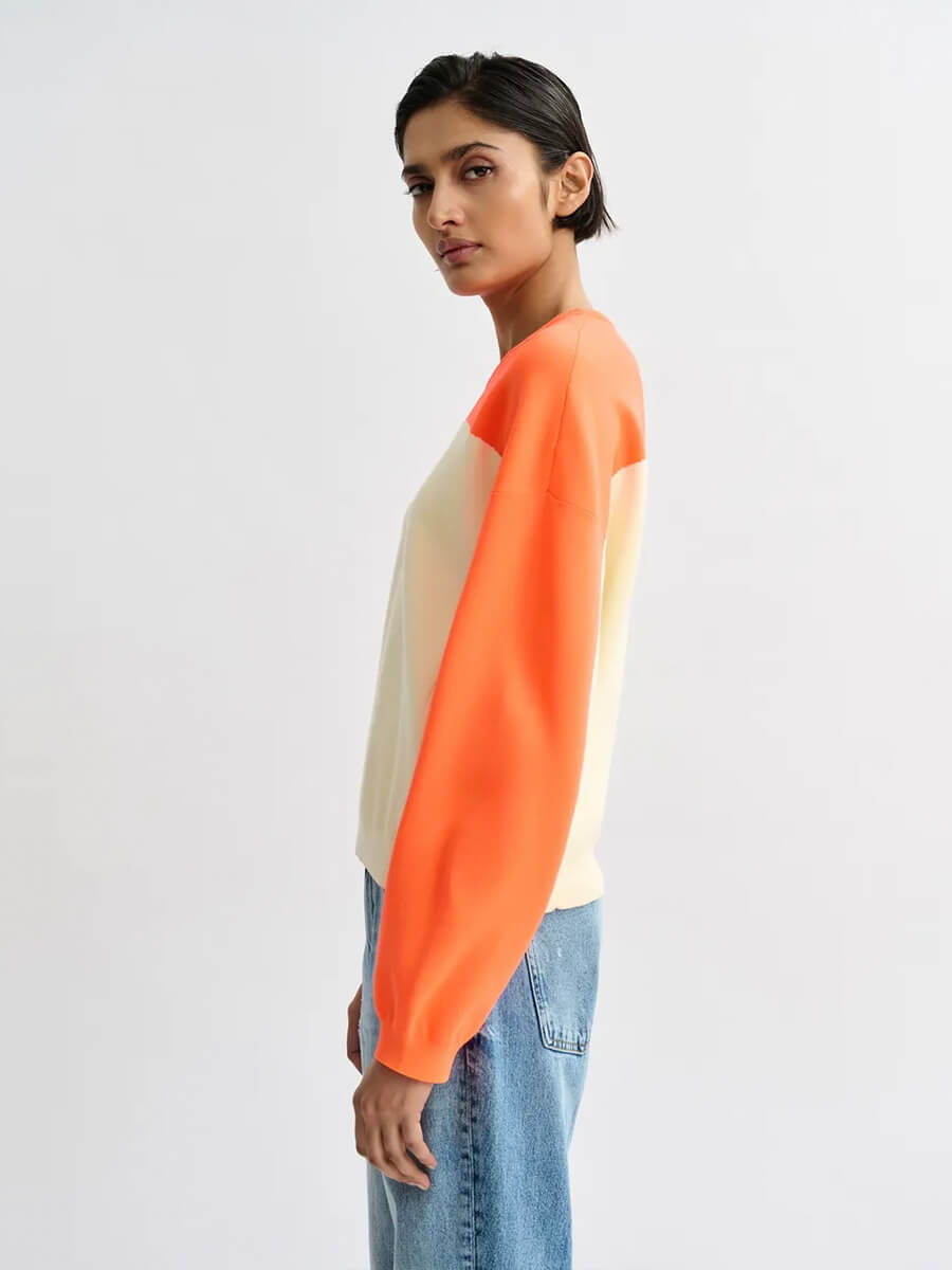 Essentiel Antwerp Joto Pullover - Off White and Neon Orange