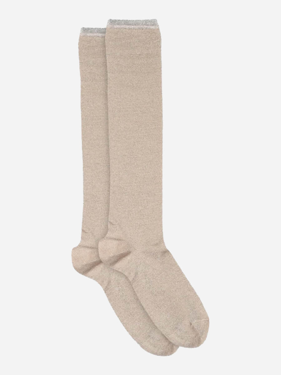 MP Denmark Nelly Glitter Knee Socks - Pink Champagne