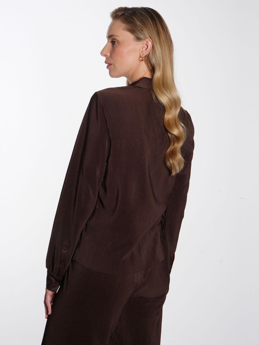 Object Shila Plisse Shirt - Brown