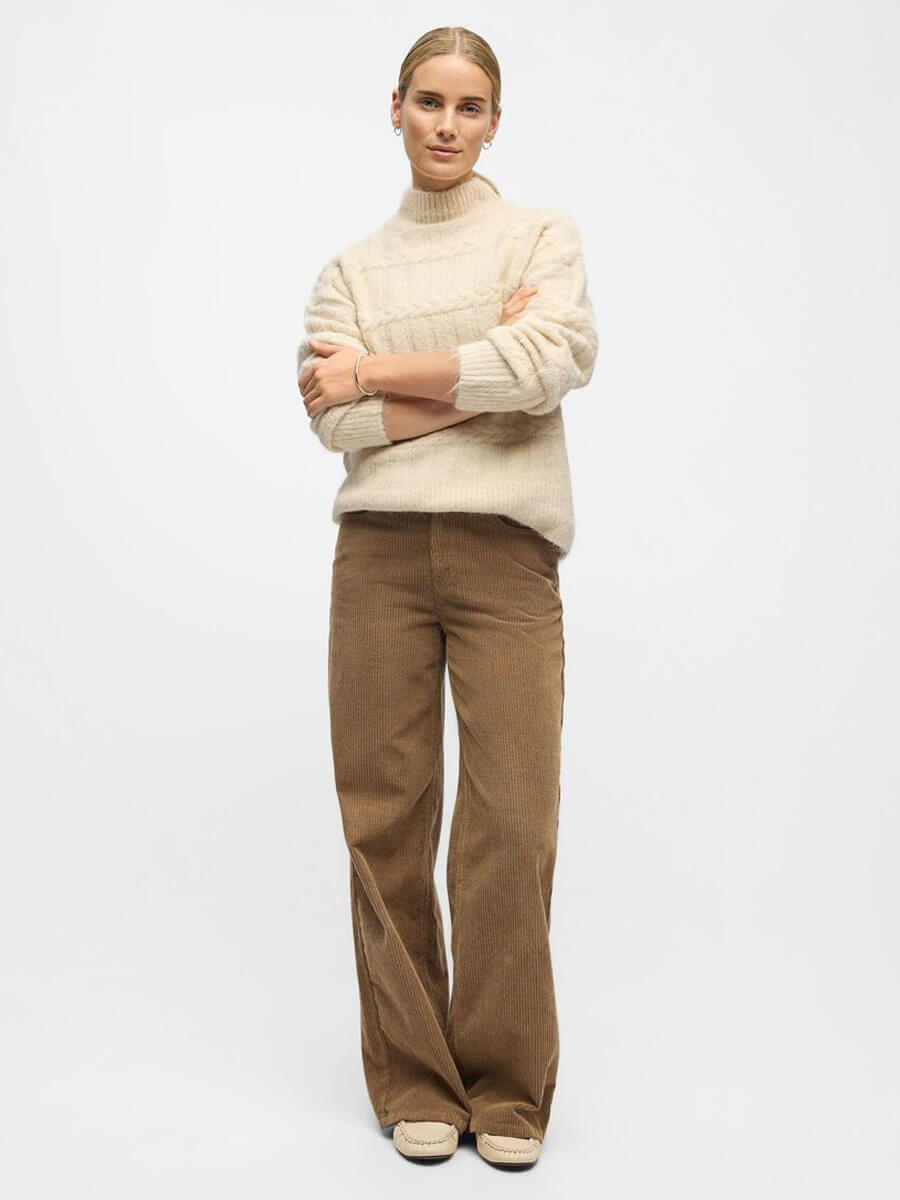 object Anjali Cable Knit Pullover - White Sand