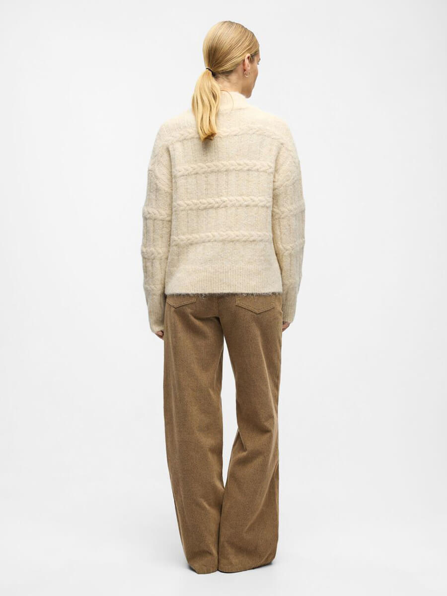 object Anjali Cable Knit Pullover - White Sand
