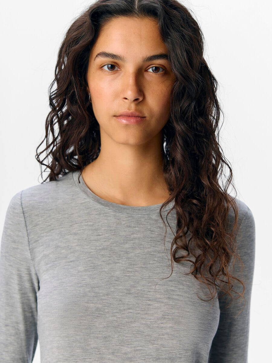 object Zofia Sli Long Sleeve - Grey Melange