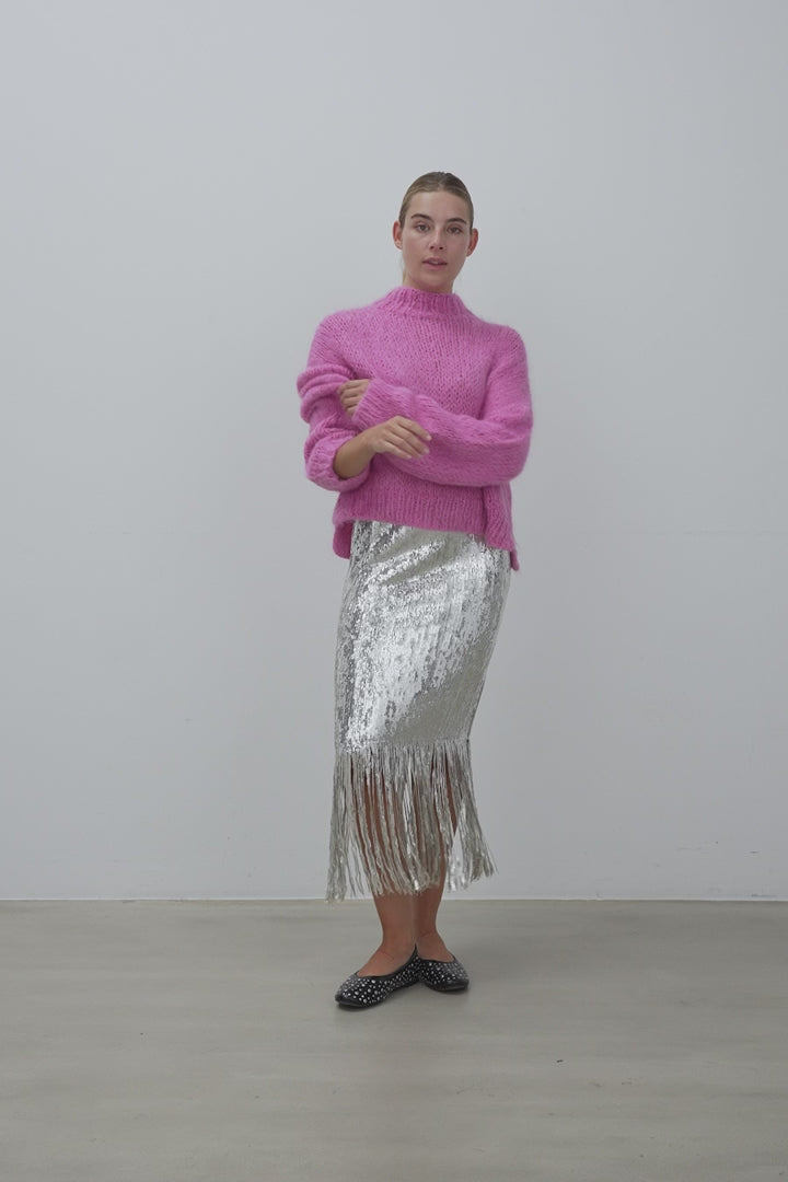 Stella-Nova-Sequins-Fringes-Skirt-Silver