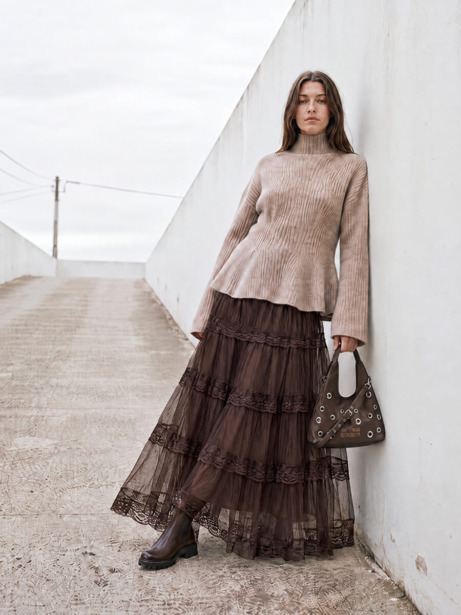 Numph - Nuacey Long Skirt - Chocolate Plum
