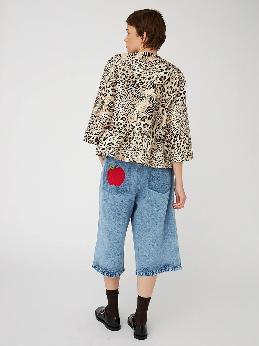 stella nova CRISPY PEPLUM BOW BLOUSE - LEOPARD.