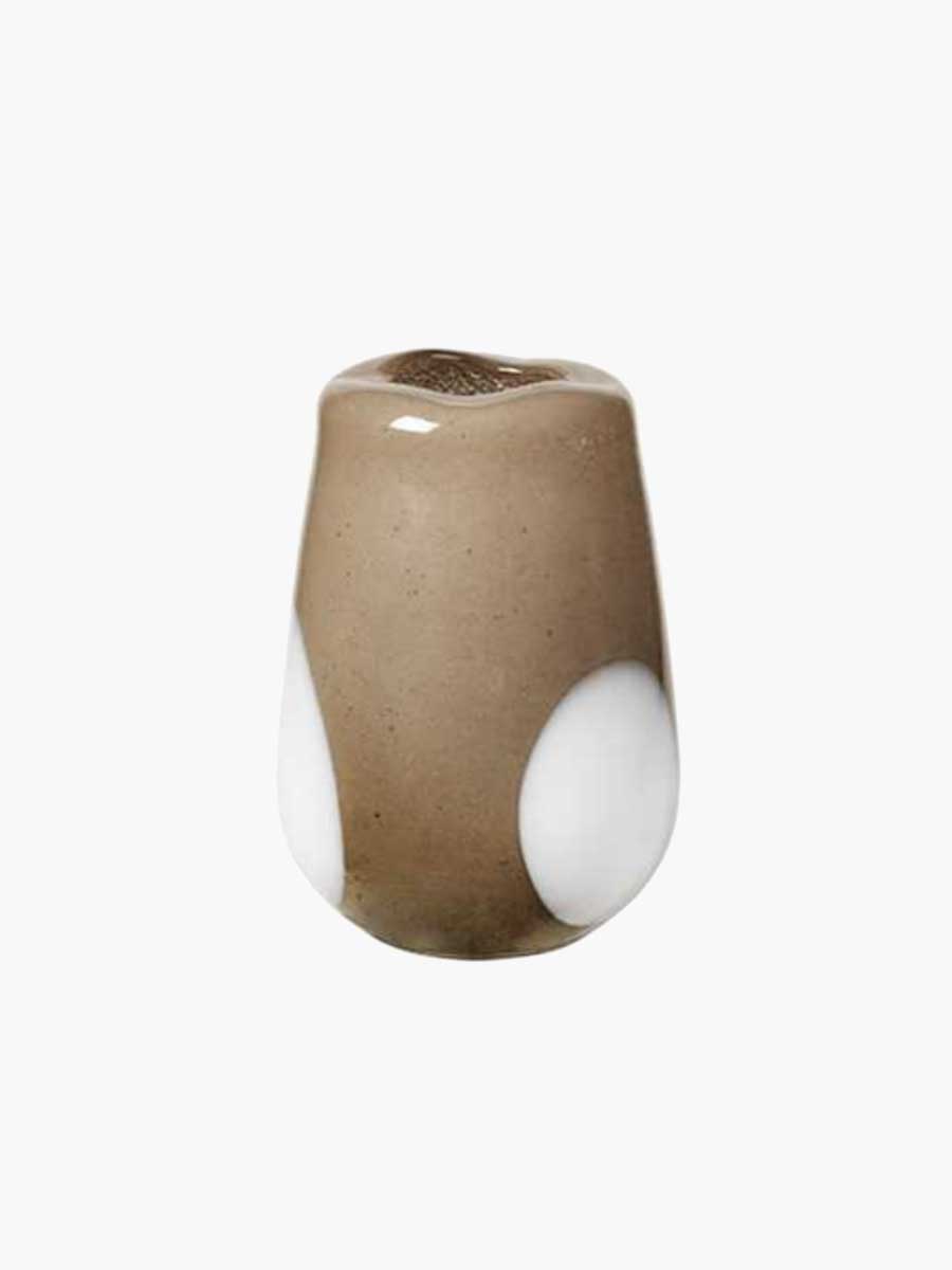 Broste Copenhagen - Ada Dot Mouthblown Vase S - Simply Taupe Warm Grey