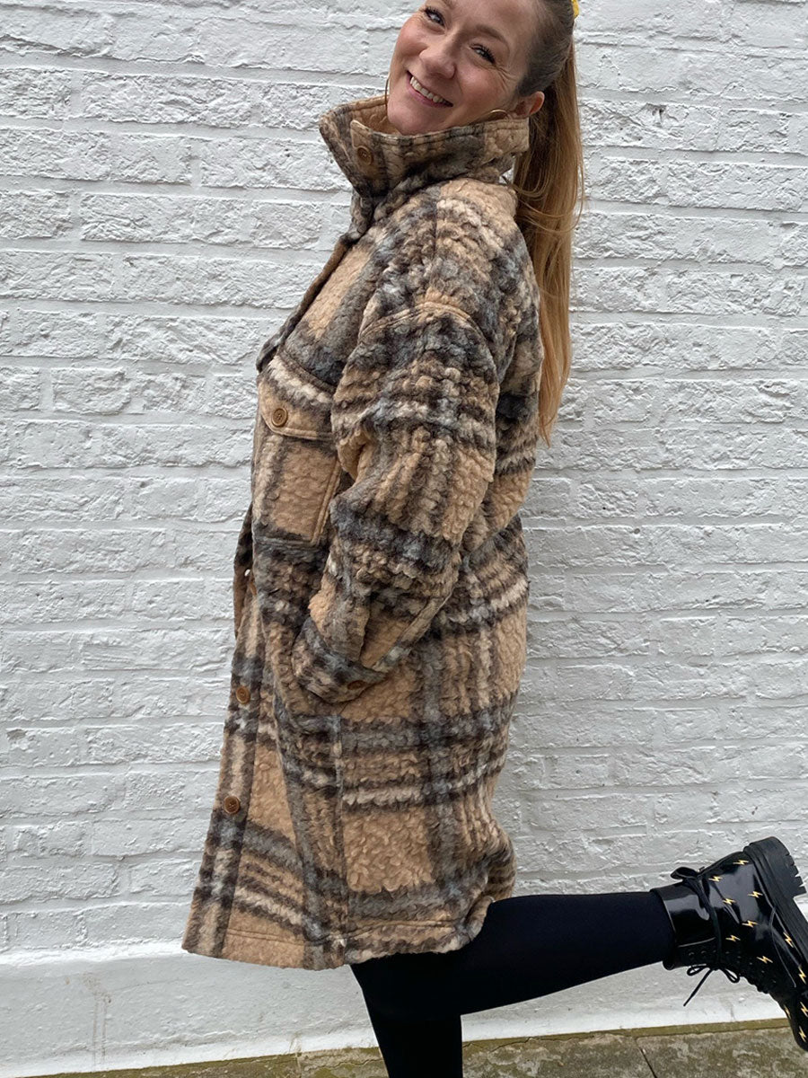 Project AJ117 Melbourne Check Coat - Camel