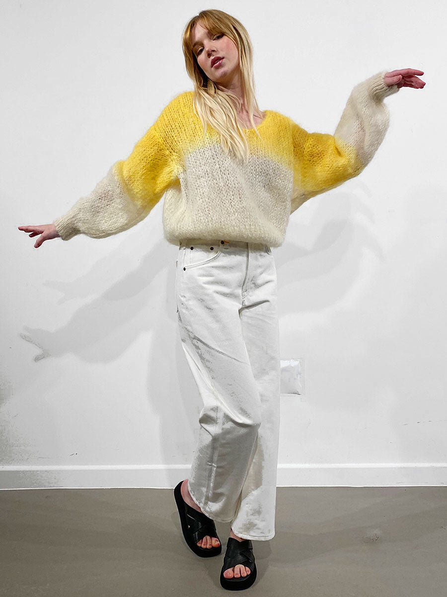 Americandreams - Milana 2-Tone Mohair Jumper - Yellow/White