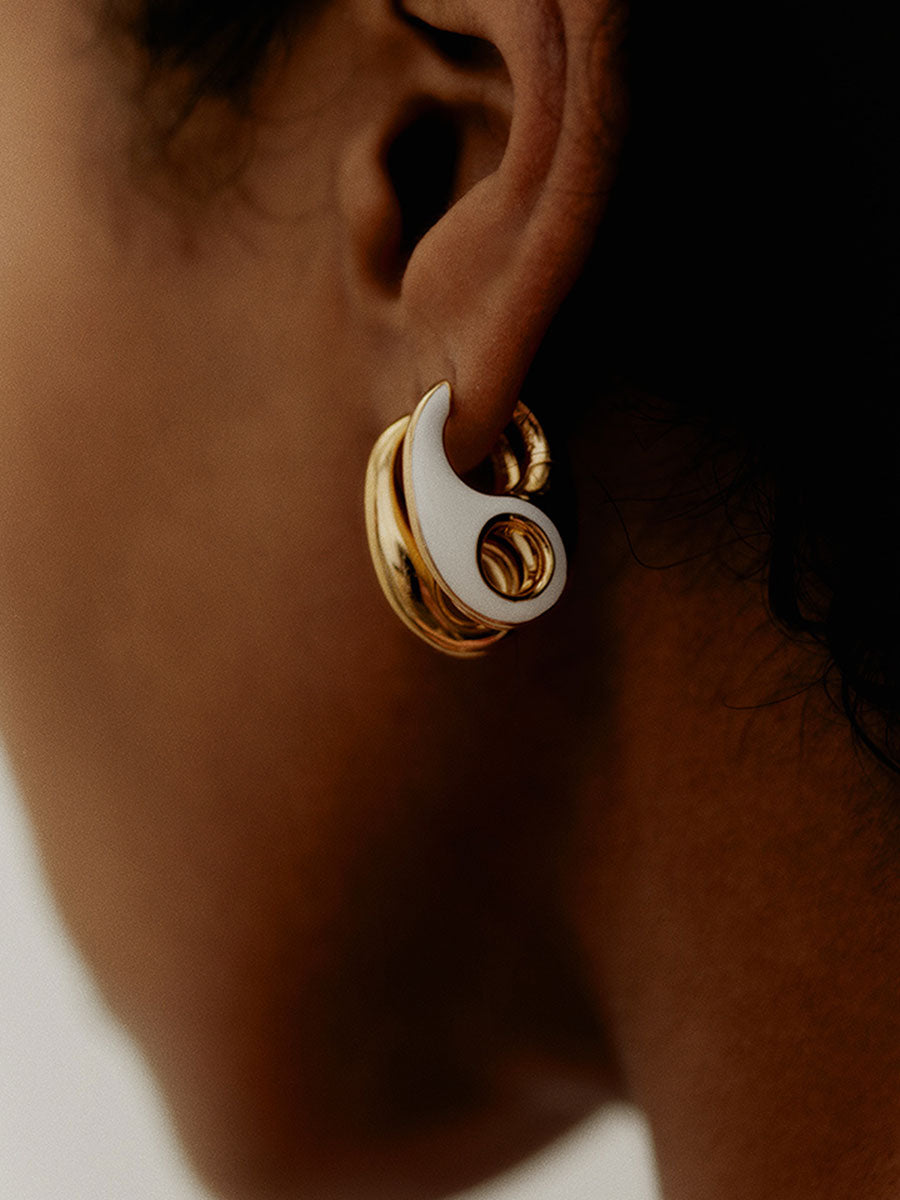Maria Black - Vogue Earring Black - Gold