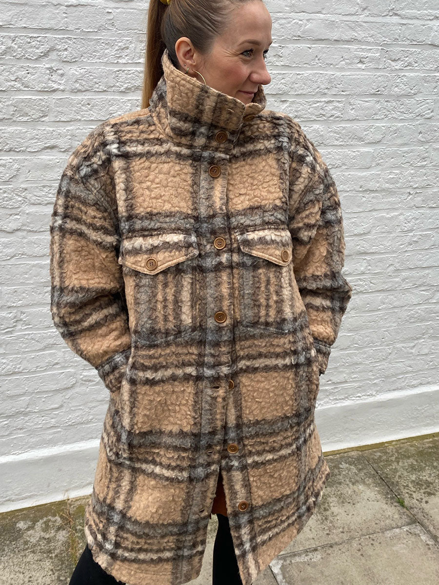 Project AJ117 Melbourne Check Coat - Camel