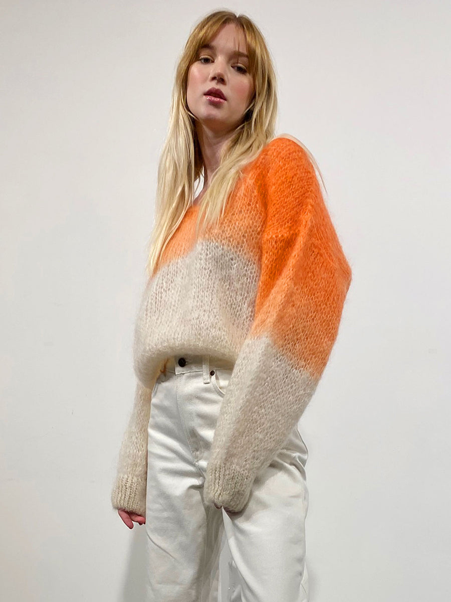 American Dreams - Milana 2-Tone Mohair Jumper - Orange/White