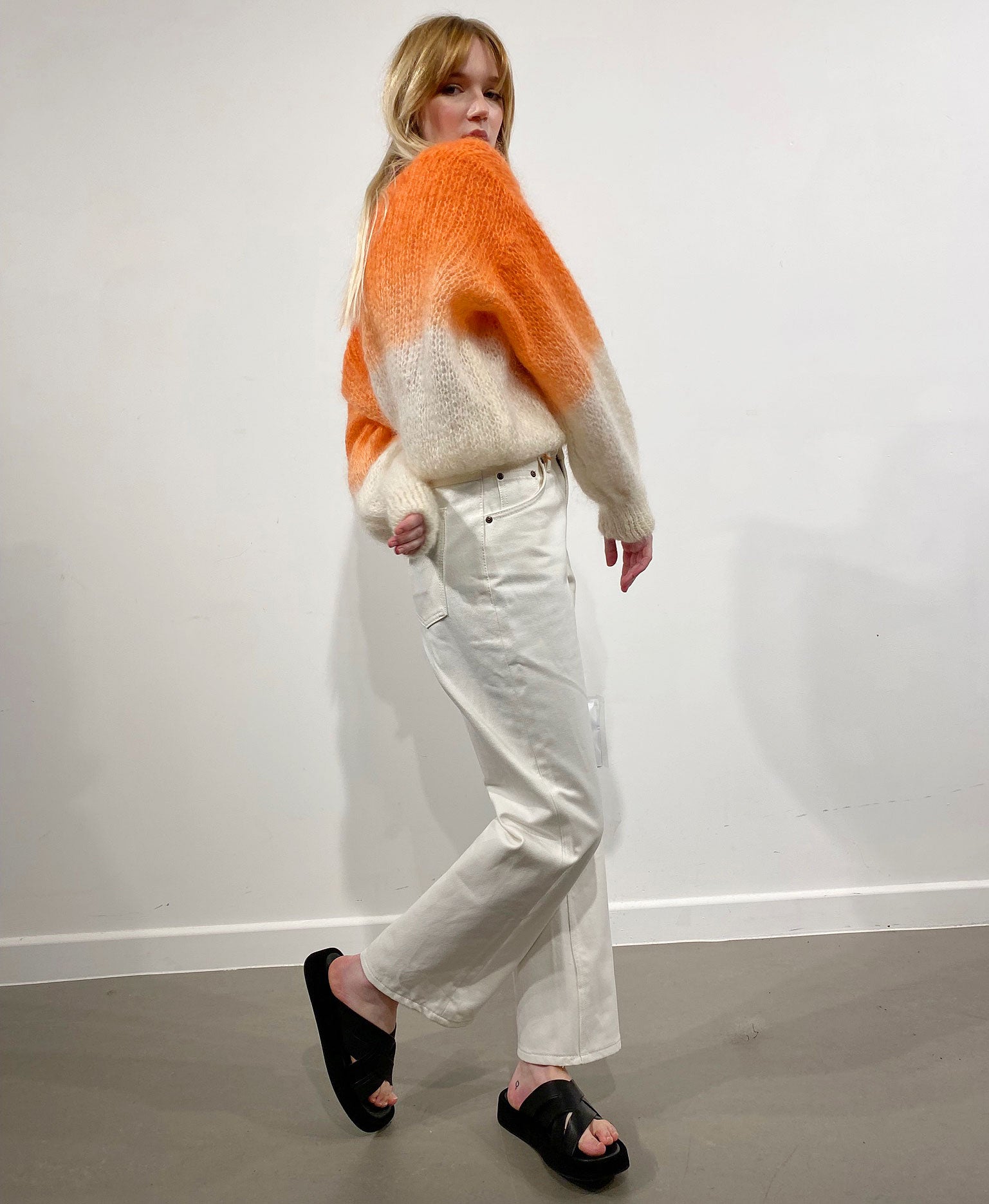 American Dreams - Milana 2-Tone Mohair Jumper - Orange/White
