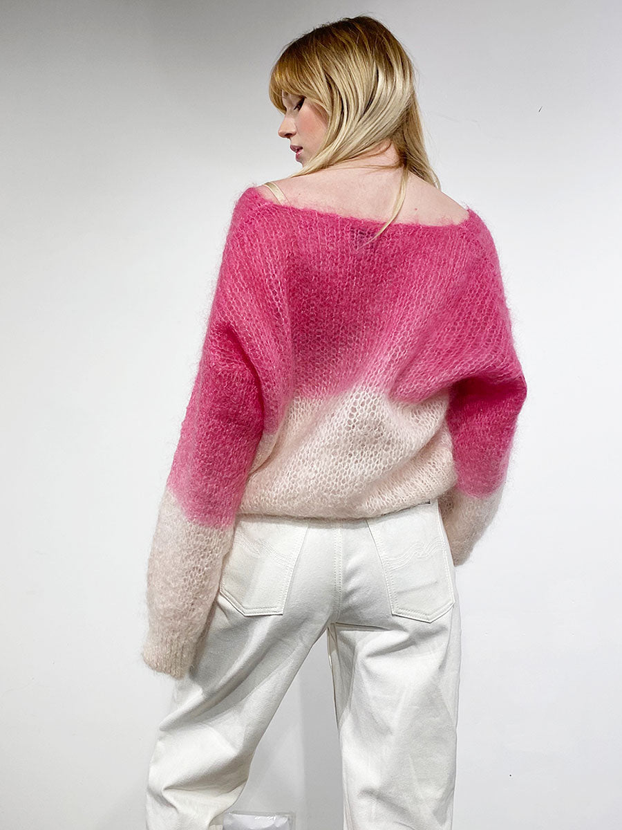 Americandreams-Milana 2-Tone Mohair Jumper - Pink/White