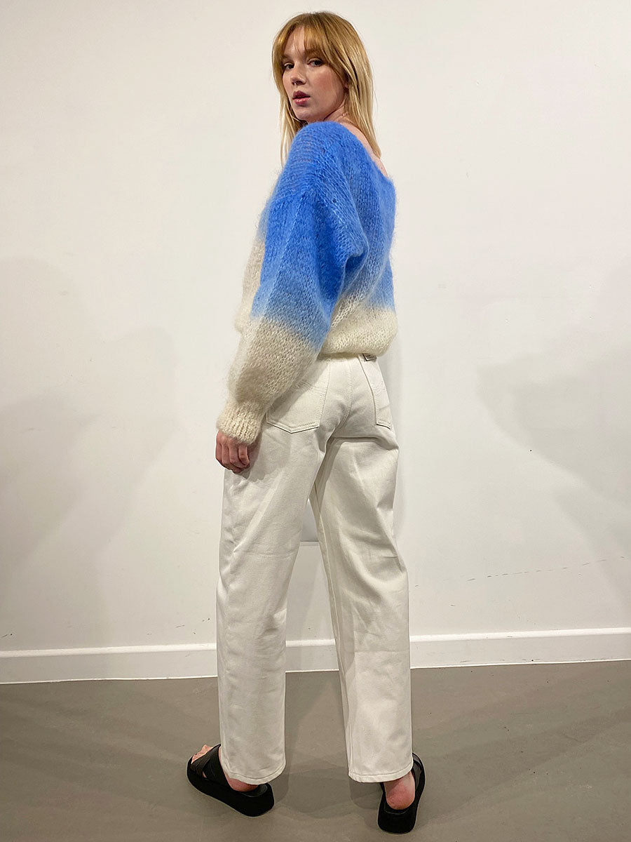 Americandreams-Milana 2-Tone Mohair Jumper - Sky Blue/White
