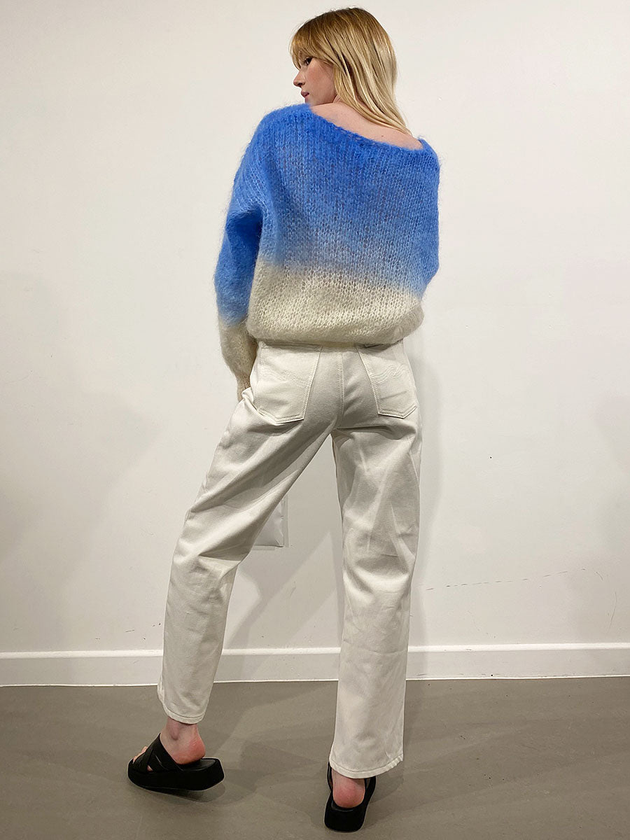 Americandreams-Milana 2-Tone Mohair Jumper - Sky Blue/White