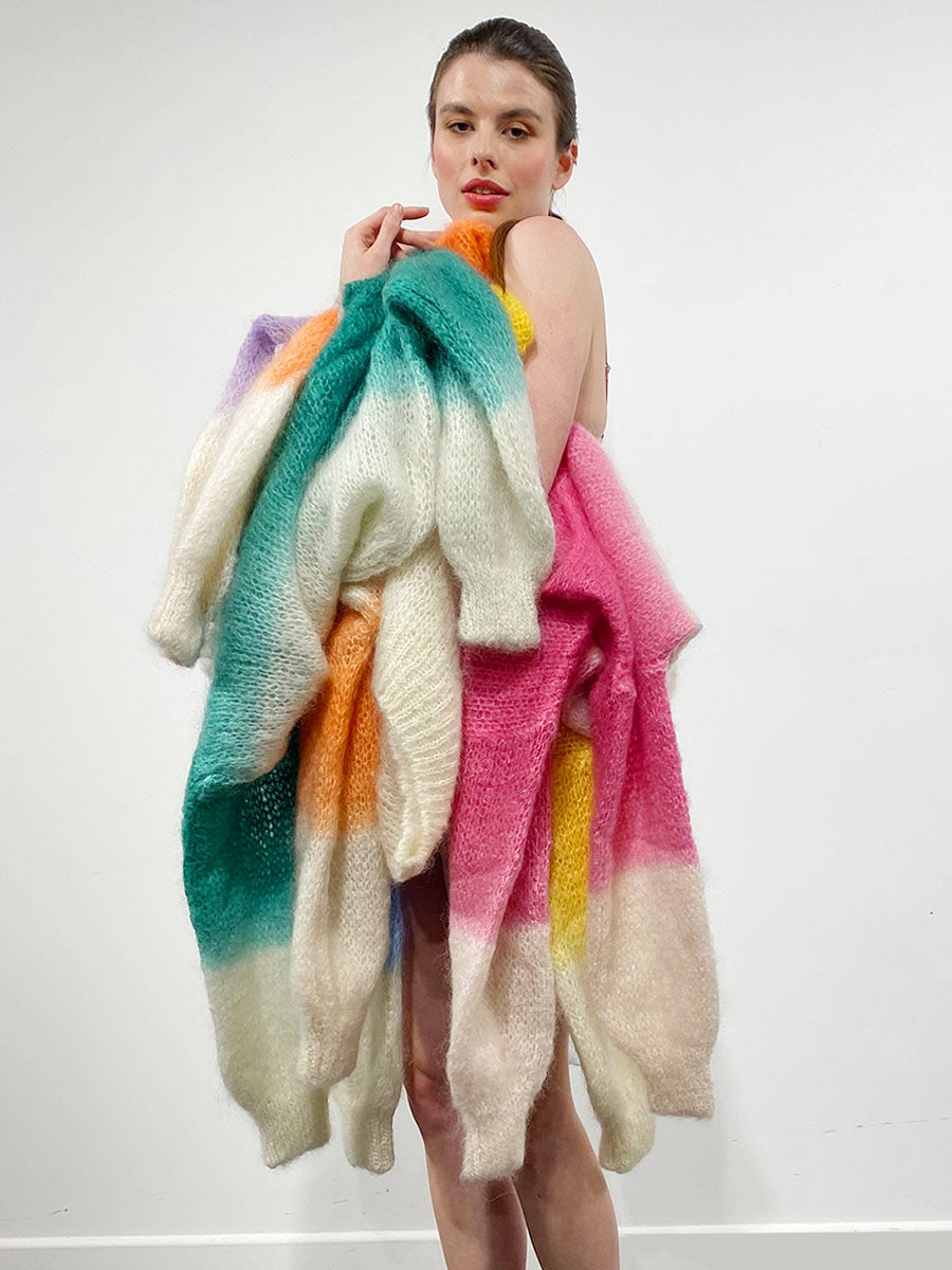 American Dreams - Milana 2-Tone Mohair Jumper - Orange/White