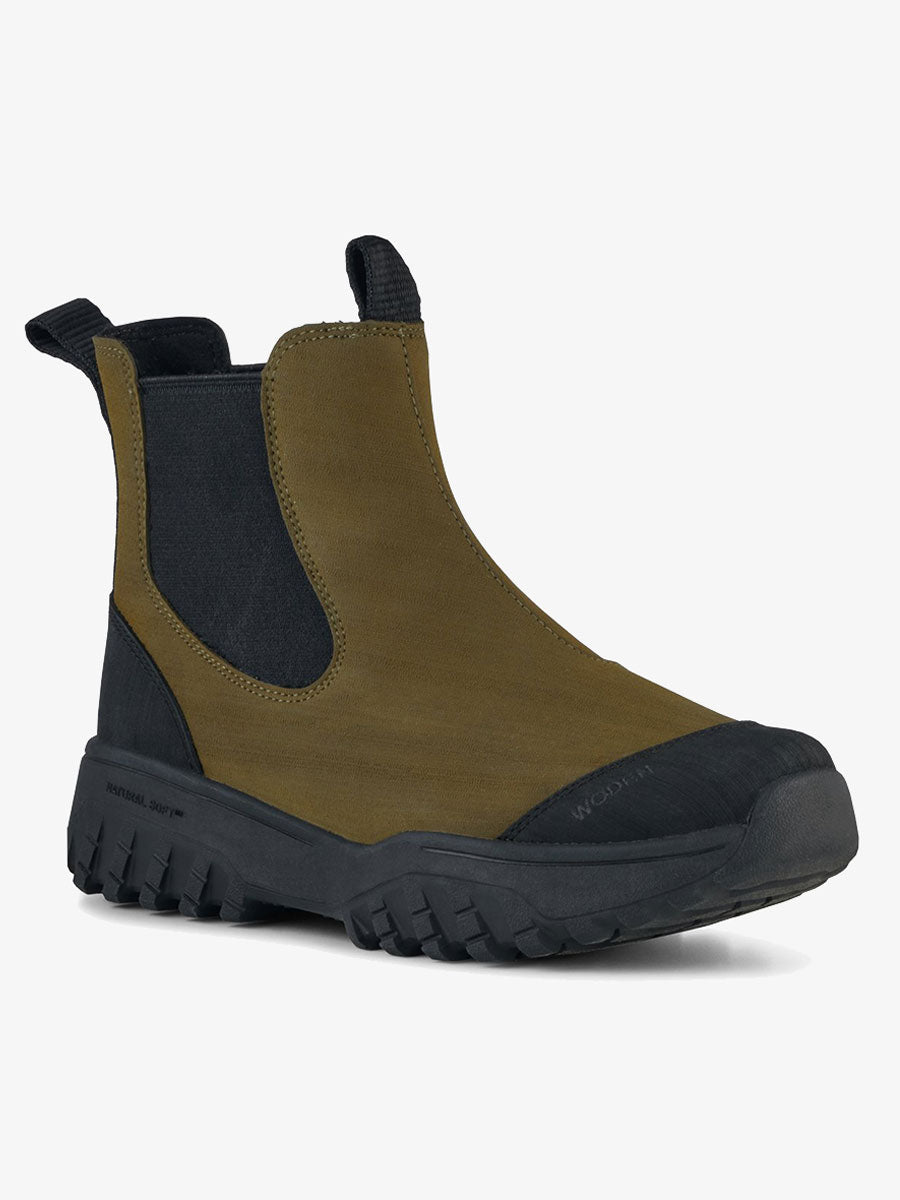 Woden Magda Rubber Track Boot - Dark Olive/Black