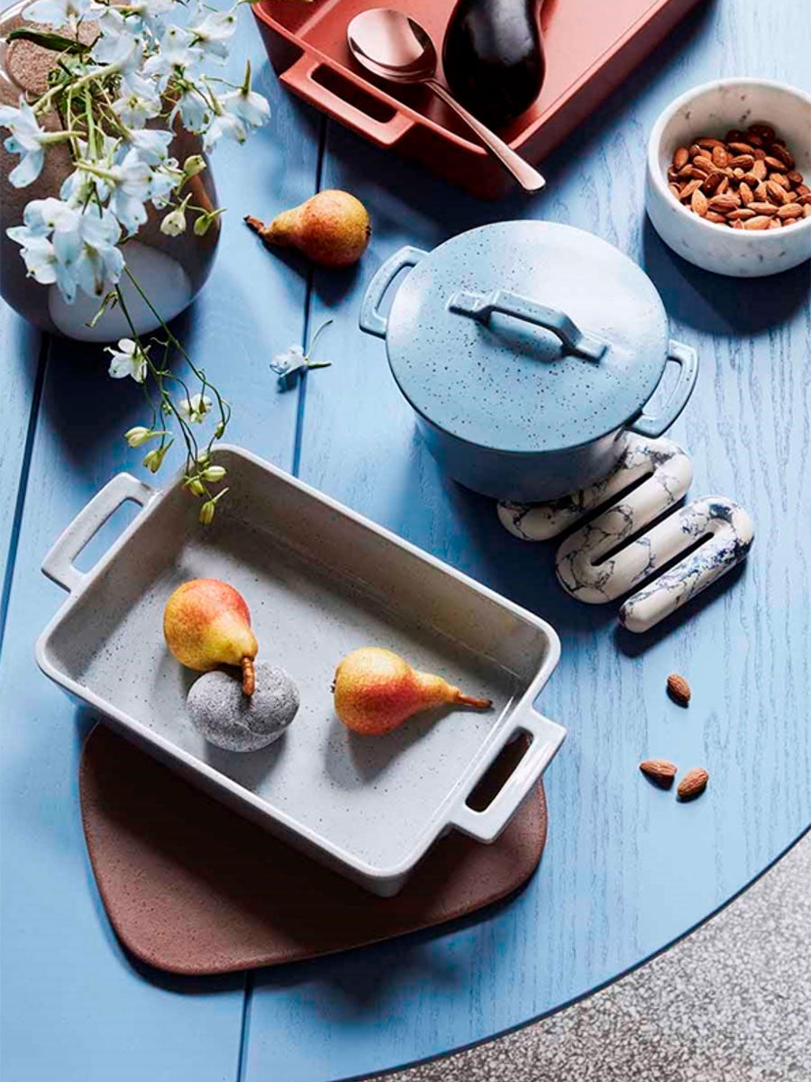 Broste Copenhagen Hasle Ovenware Pot - Flintstone Blue Granite