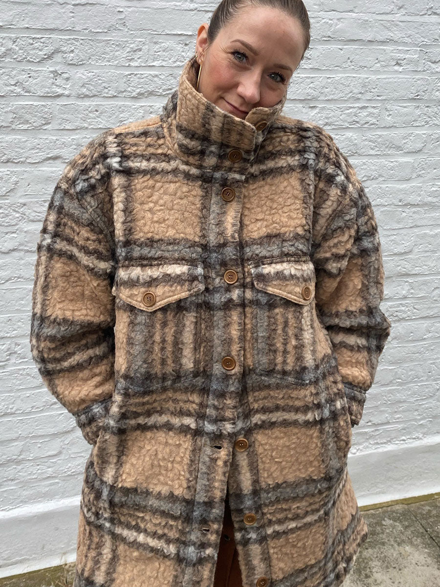 Project AJ117 Melbourne Check Coat - Camel