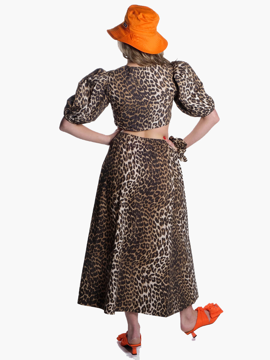 GANNI  Leopard Printed Elasticated Maxi Skirt 
