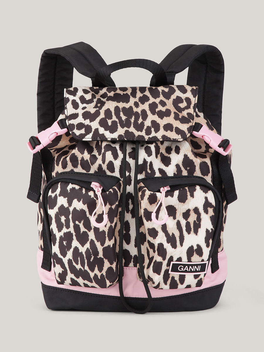 Ganni-Recycled Tech Small Backpack - Leopard