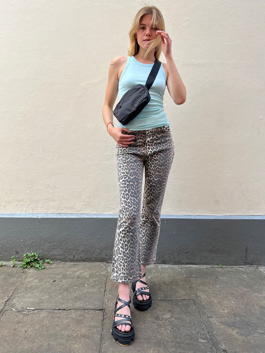 Ganni-Betzy Cropped Jeans - Leopard
