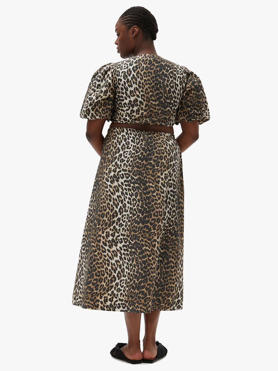 Ganni Printed-Cropped-Zipper-Blouse