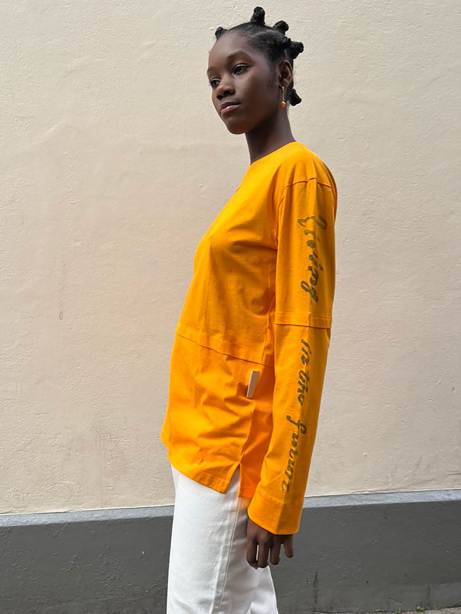 Ganni-Space Graphic Tee - Bright Marigold