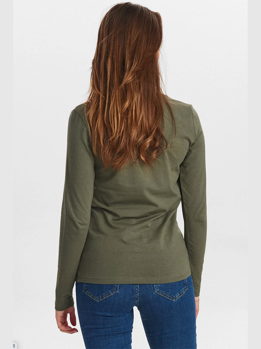 Numph Nukazumi Long Sleeve T-shirt - Deep Lichen Green