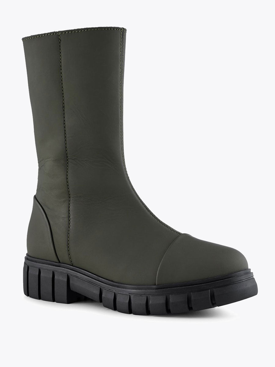 Shoe the Bear Rebel High Shaft Leather Boots - Khaki
