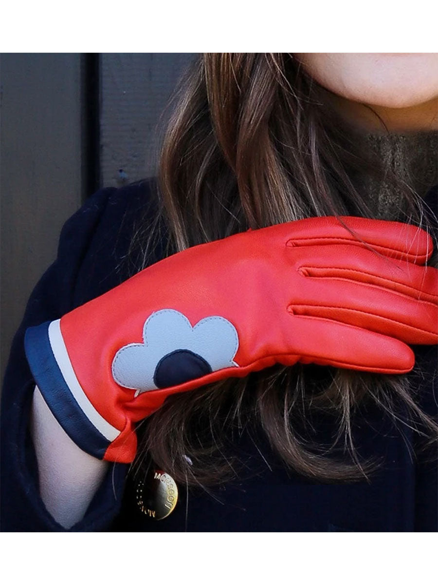 Mabel Sheppard - Leather Gloves - Tomato Daisy