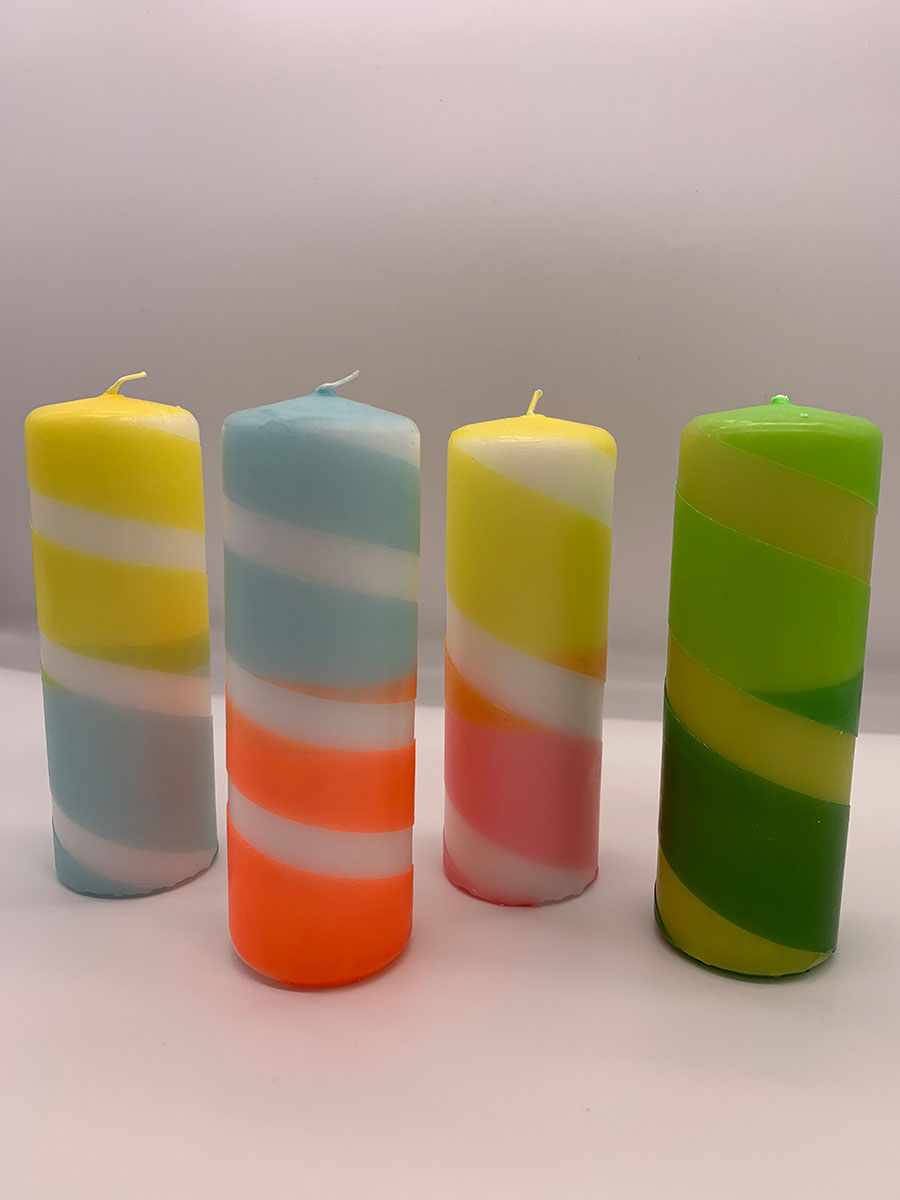 Malene Wagner Silu Stripe Pillar Candle - Bright