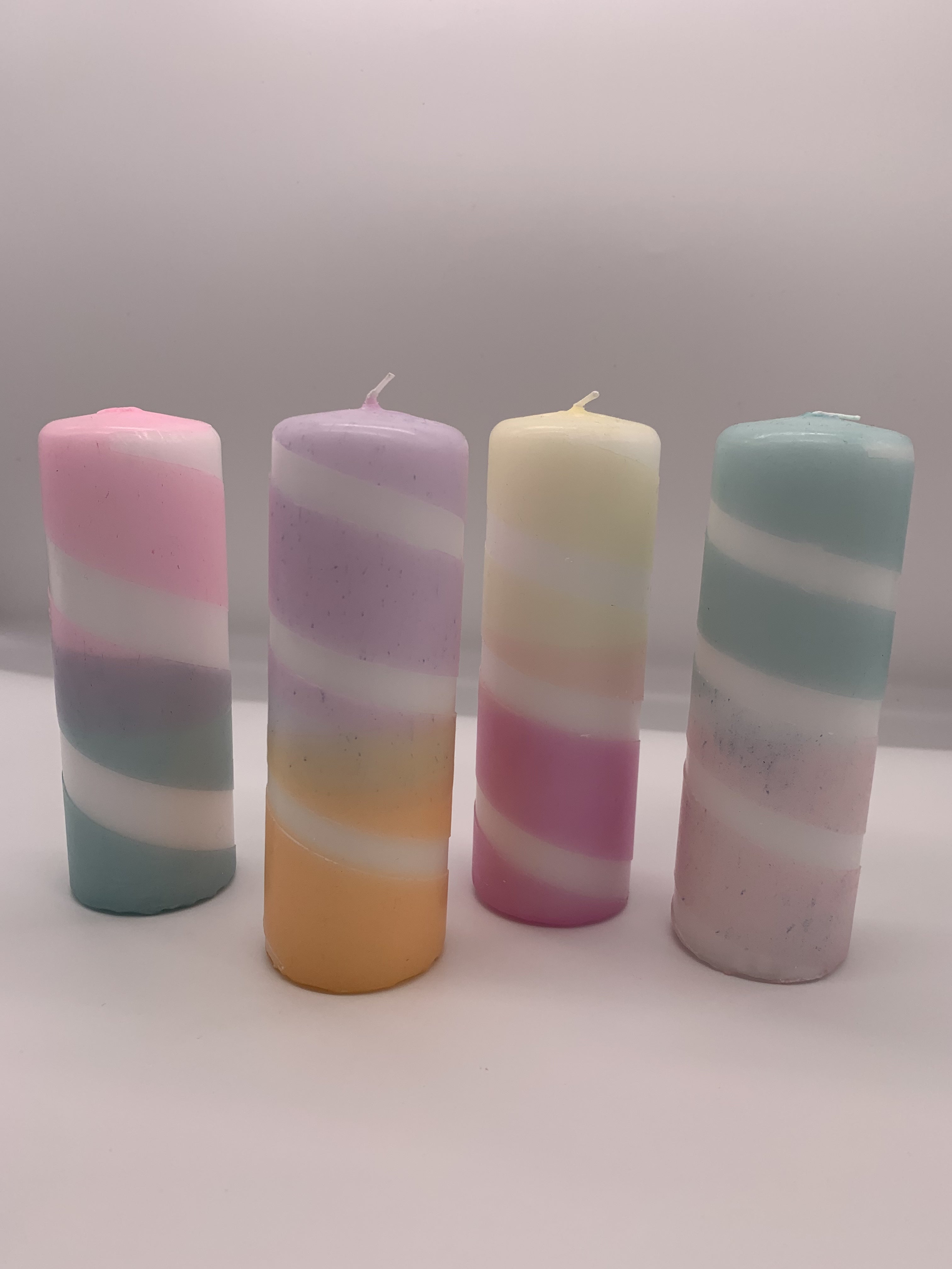 Malene Wagner Silu Stripe Pillar Candle - Pastel