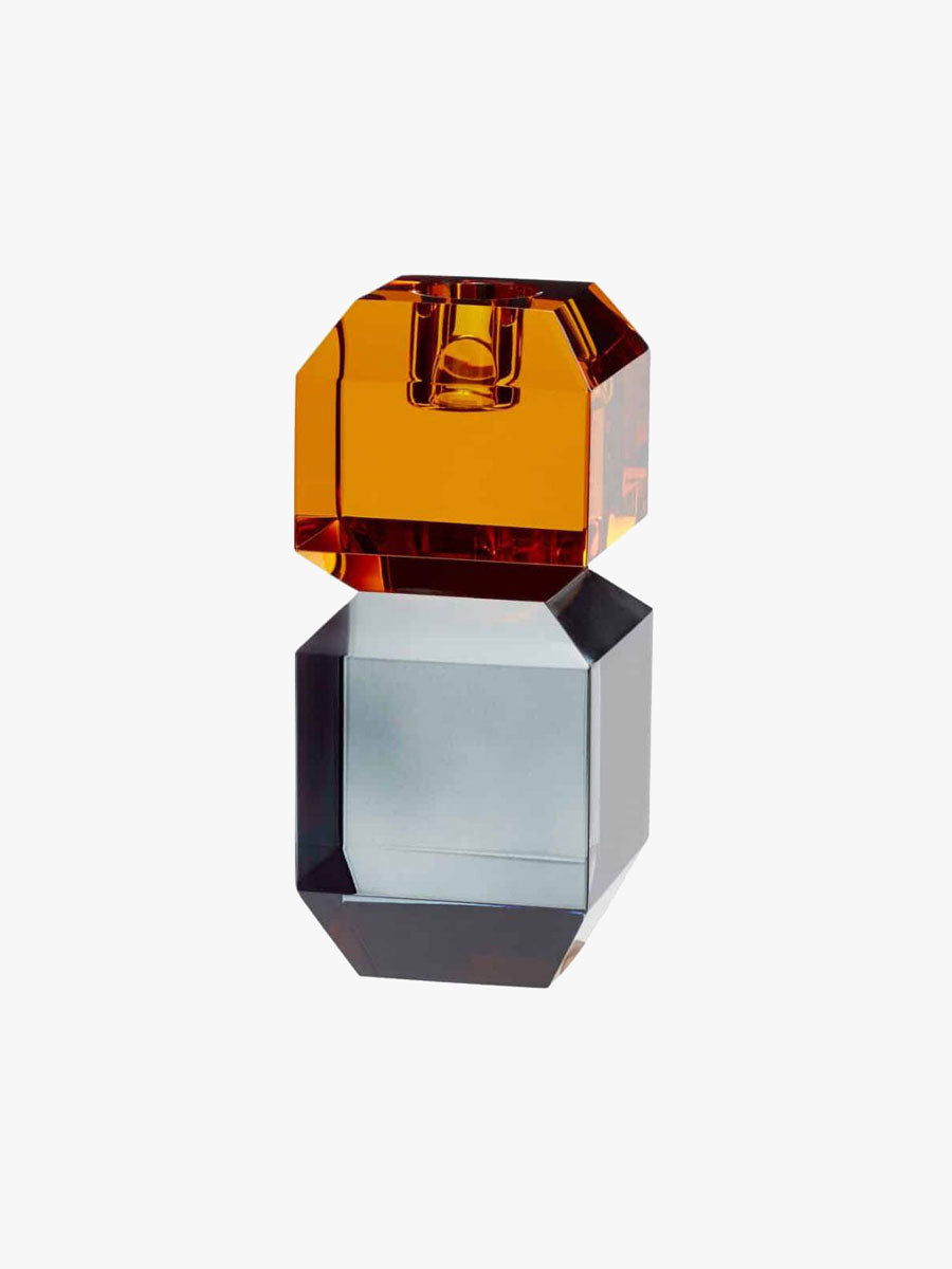 Gem Candlestick Holder - Orange/Smoked