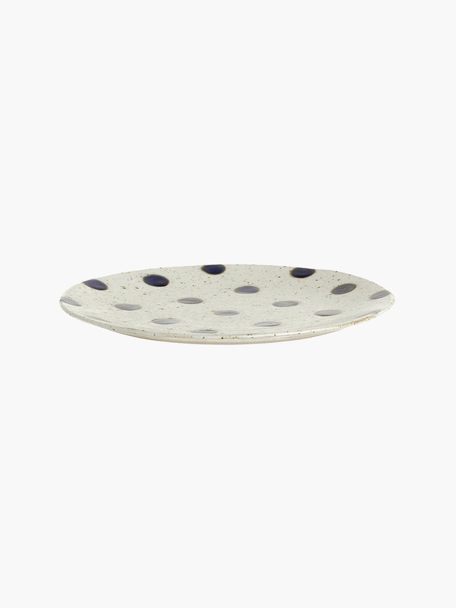 Nordal Grainy Porcelain Spot Lunch Plate - Sand/Dark Blue