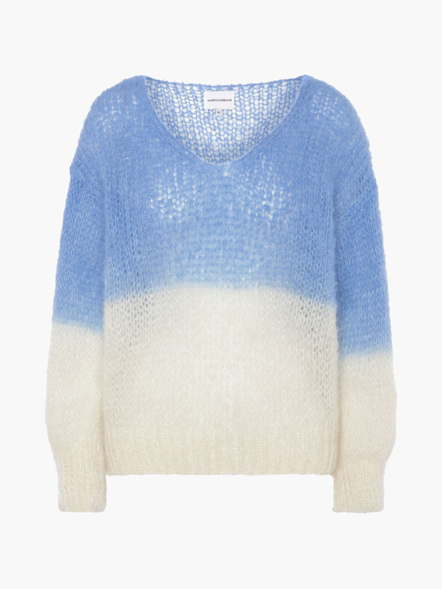 Americandreams - Milana 2-Tone Mohair Jumper - Sky Blue/White